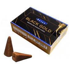 Благовония конусы Black Gold (Черное золото) Satya, стелющийся дым